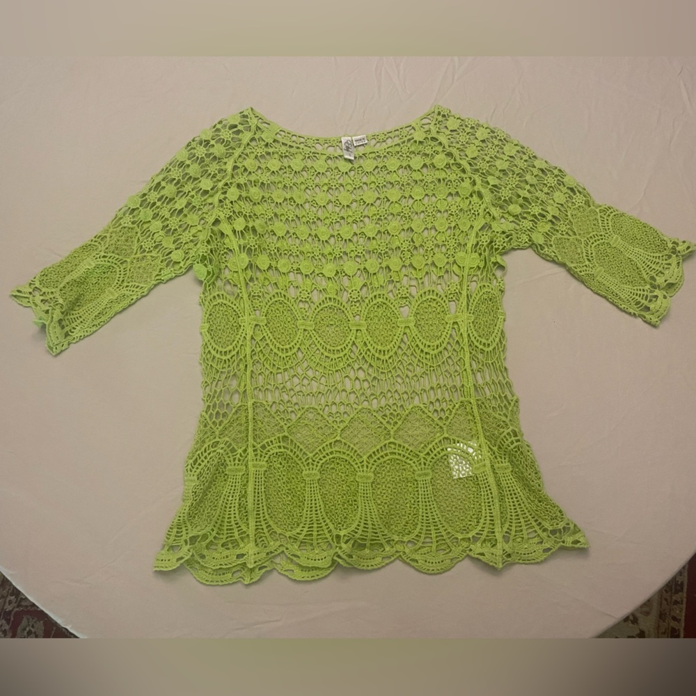 Lime Green Crochet Blouse
